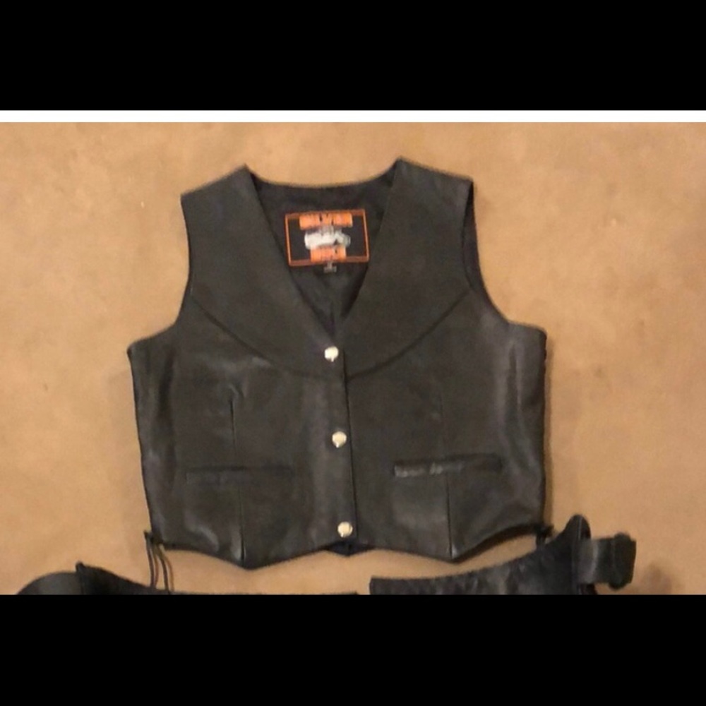 Black leather vest
